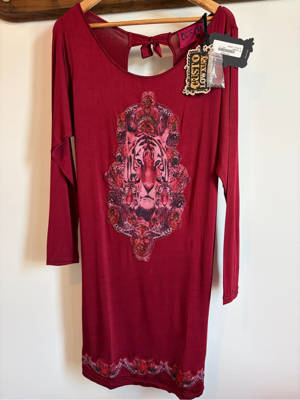 Custo Barcelona Red Tiger-Print Midi Dress